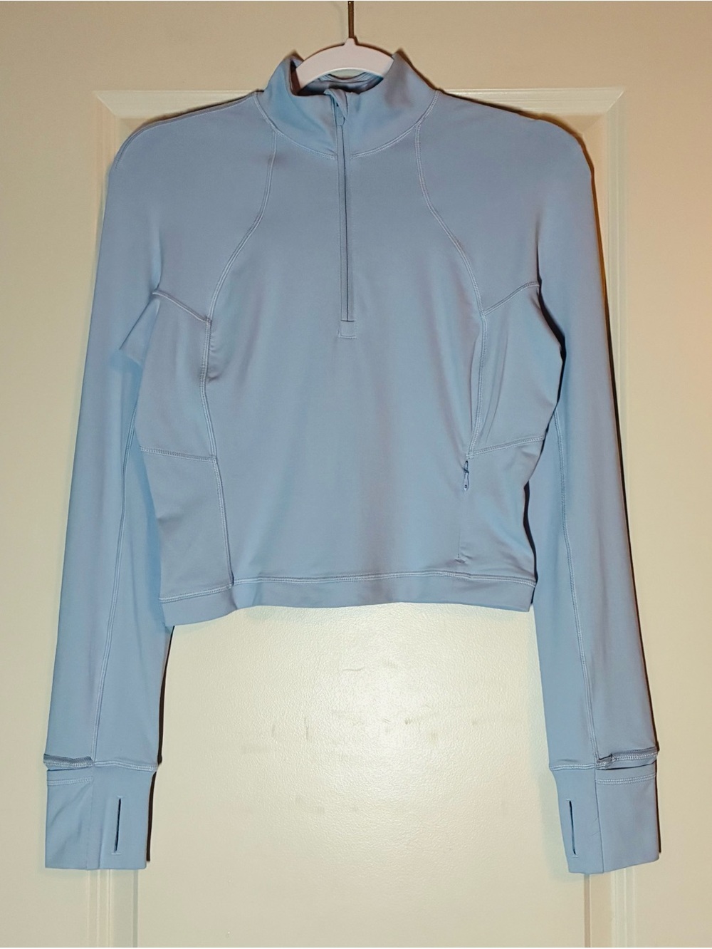 Lululemon Its Rulu Run Cropped Half-Zip in Blue Linen Size 6 - Picture 7 of 10